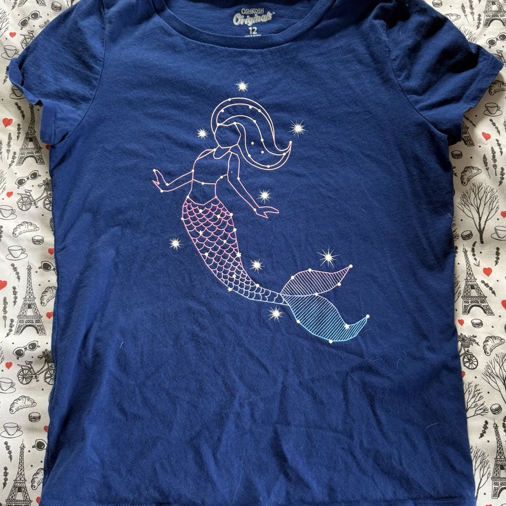 OshKosh B'gosh Navy Short-Sleeve Tee with Rainbow Mermaid Graphic